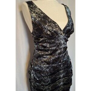 Calvin Klein Women’s Ruched Evening Cocktail Party Dress Shimmery Print Sz 6